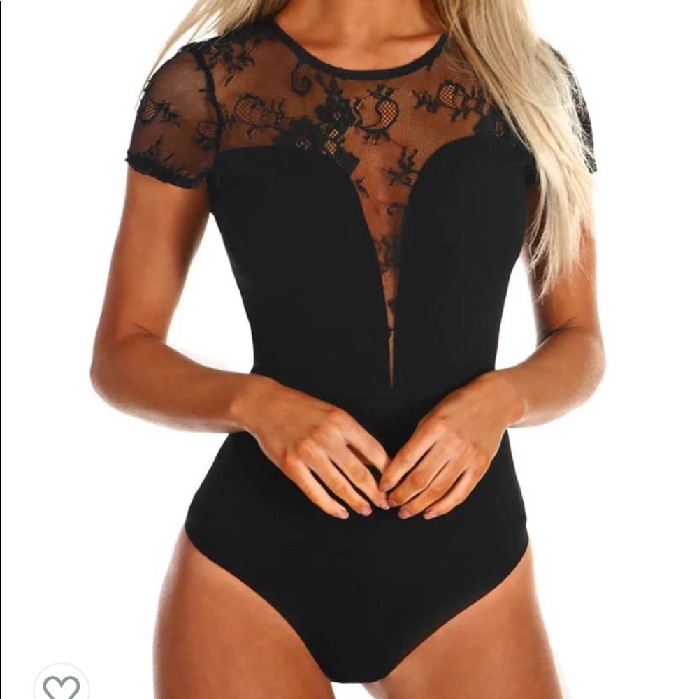 Black lace body suit